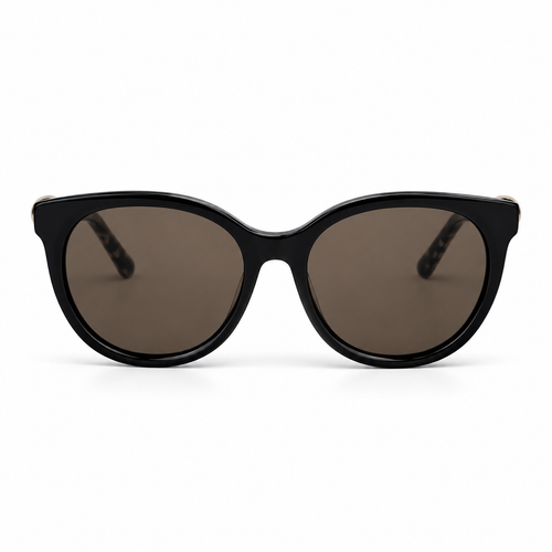 Lunettes de soleil EVATIKA, forme ovale, monture noir, verres marron
