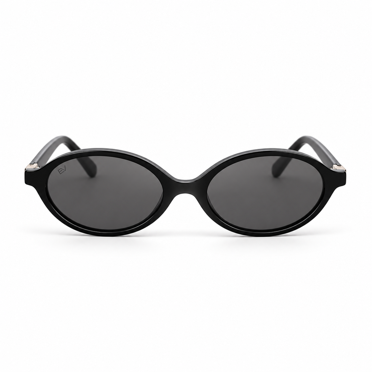 Lunettes de soleil EVATIKA, forme ovale, monture noir, verres gris