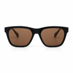 Lunettes de soleil EVATIKA, forme carrée, monture noir, verres marron