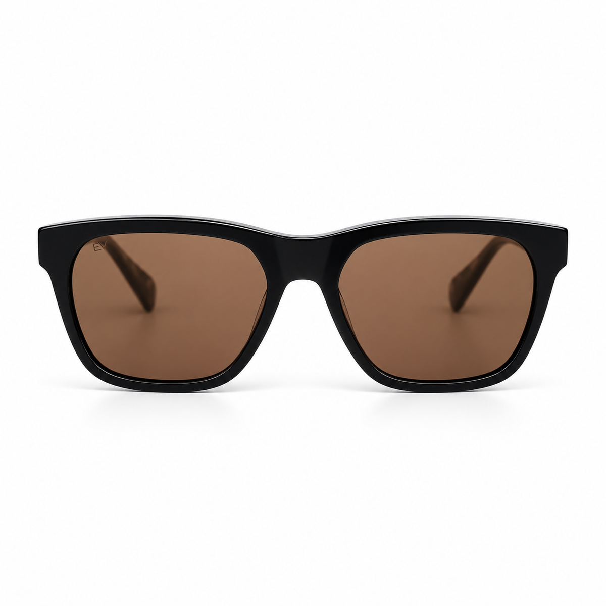 Lunettes de soleil EVATIKA, forme carrée, monture noir, verres marron