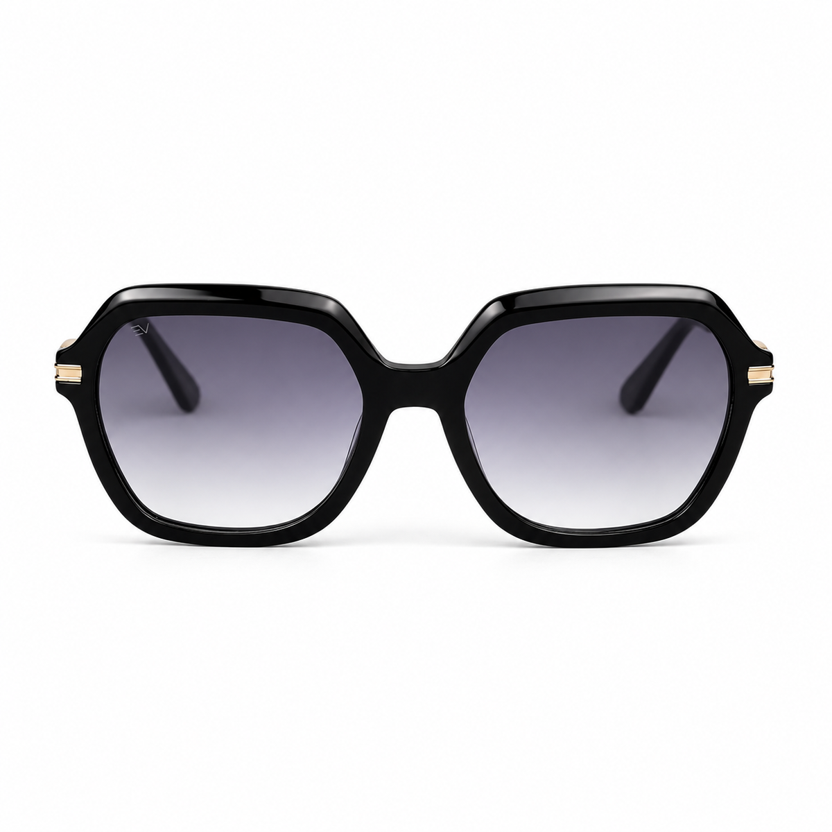 Lunettes de soleil EVATIKA, forme rectangulaire, monture noir, verres violet