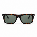 Lunettes de soleil EVATIKA, forme rectangulaire, monture écaille, verres vert