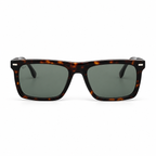 Lunettes de soleil EVATIKA, forme rectangulaire, monture écaille, verres vert