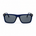 Lunettes de soleil EVATIKA, forme rectangulaire, monture bleu, verres gris