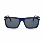 Lunettes de soleil EVATIKA, forme rectangulaire, monture bleu, verres gris