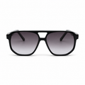 Lunettes de soleil EVATIKA, forme aviateur, monture noir, verres gris