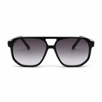 Lunettes de soleil EVATIKA, forme aviateur, monture noir, verres gris