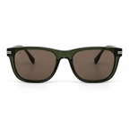 Lunettes de soleil EVATIKA, forme rectangulaire, monture vert, verres marron
