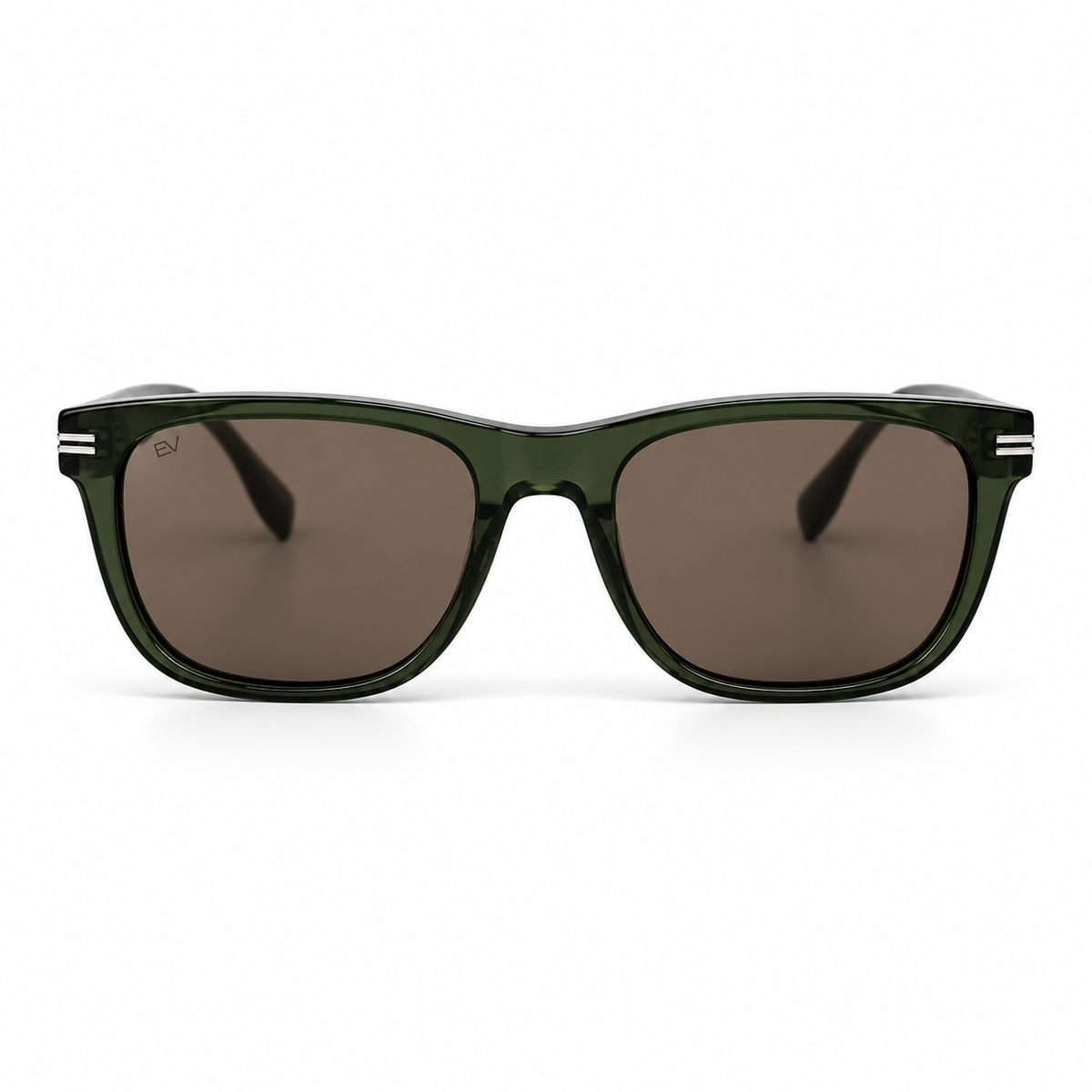 Lunettes de soleil EVATIKA, forme rectangulaire, monture vert, verres marron