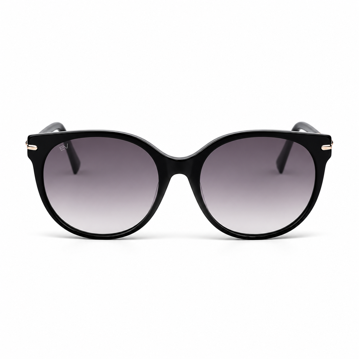 Lunettes de soleil EVATIKA, forme papillon, monture noir, verres marron