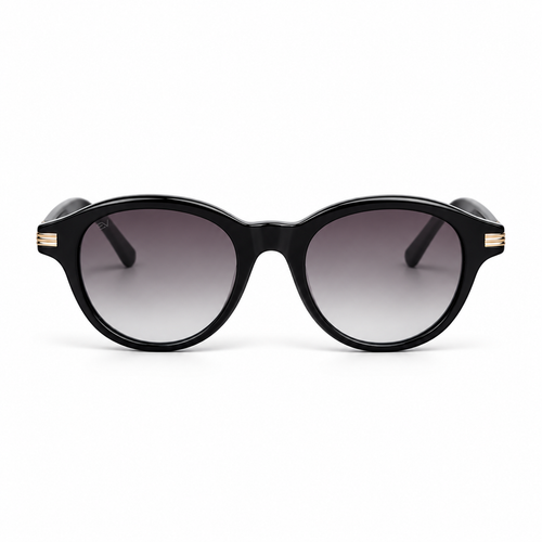 Lunettes de soleil EVATIKA, forme cat-eye, monture noir, verres gris