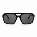 Lunettes de soleil EVATIKA, forme aviateur, monture noir, verres gris