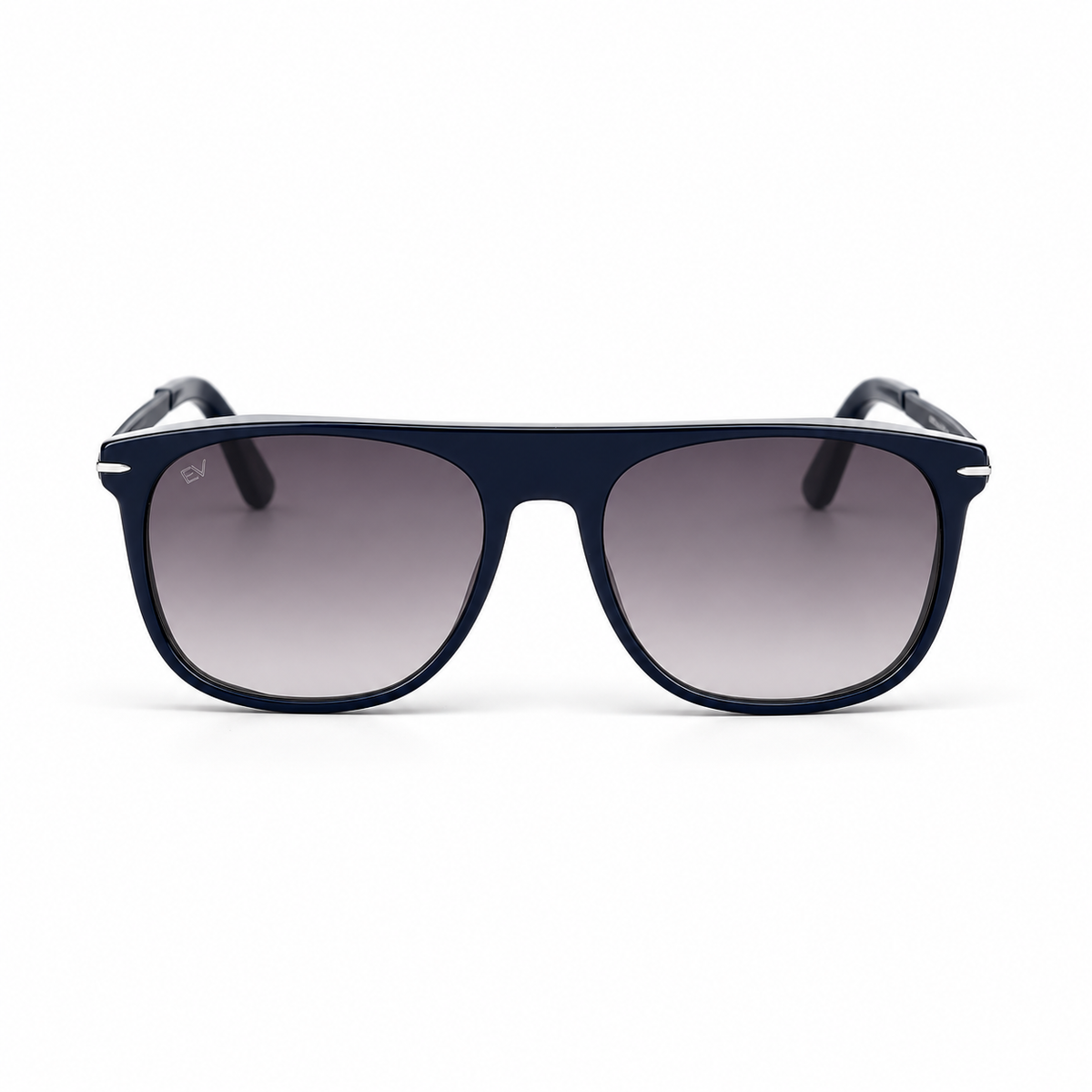 Lunettes de soleil EVATIKA, forme ronde, monture bleu, verres violet