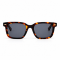 Lunettes de soleil EVATIKA, forme carrée, monture écaille, verres gris