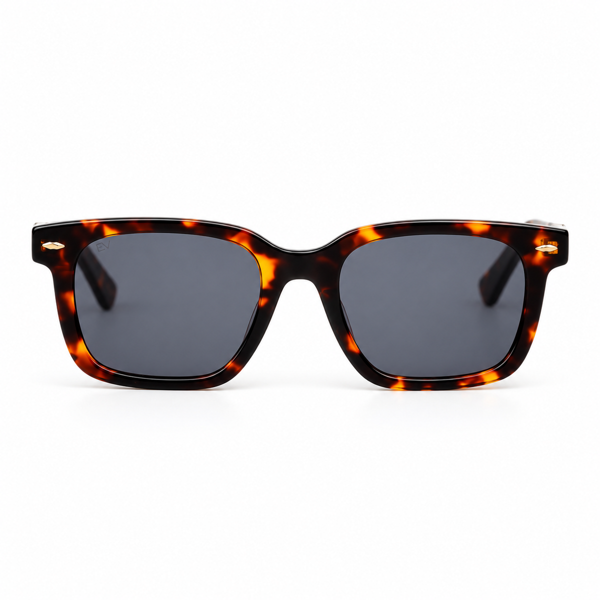 Lunettes de soleil EVATIKA, forme carrée, monture écaille, verres gris
