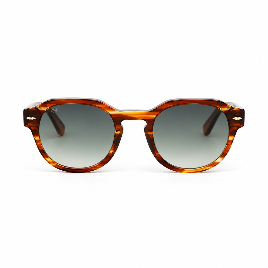 Lunettes de soleil EVATIKA, forme carrée, monture écaille, verres bleu