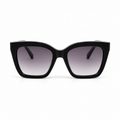 Lunettes de soleil EVATIKA, forme cat-eye, monture noir, verres violet