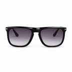 Lunettes de soleil EVATIKA, forme cat-eye, monture noir, verres gris