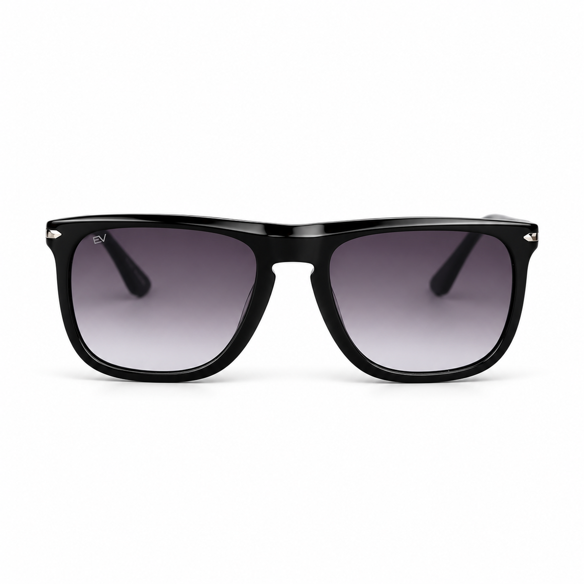 Lunettes de soleil EVATIKA, forme cat-eye, monture noir, verres gris