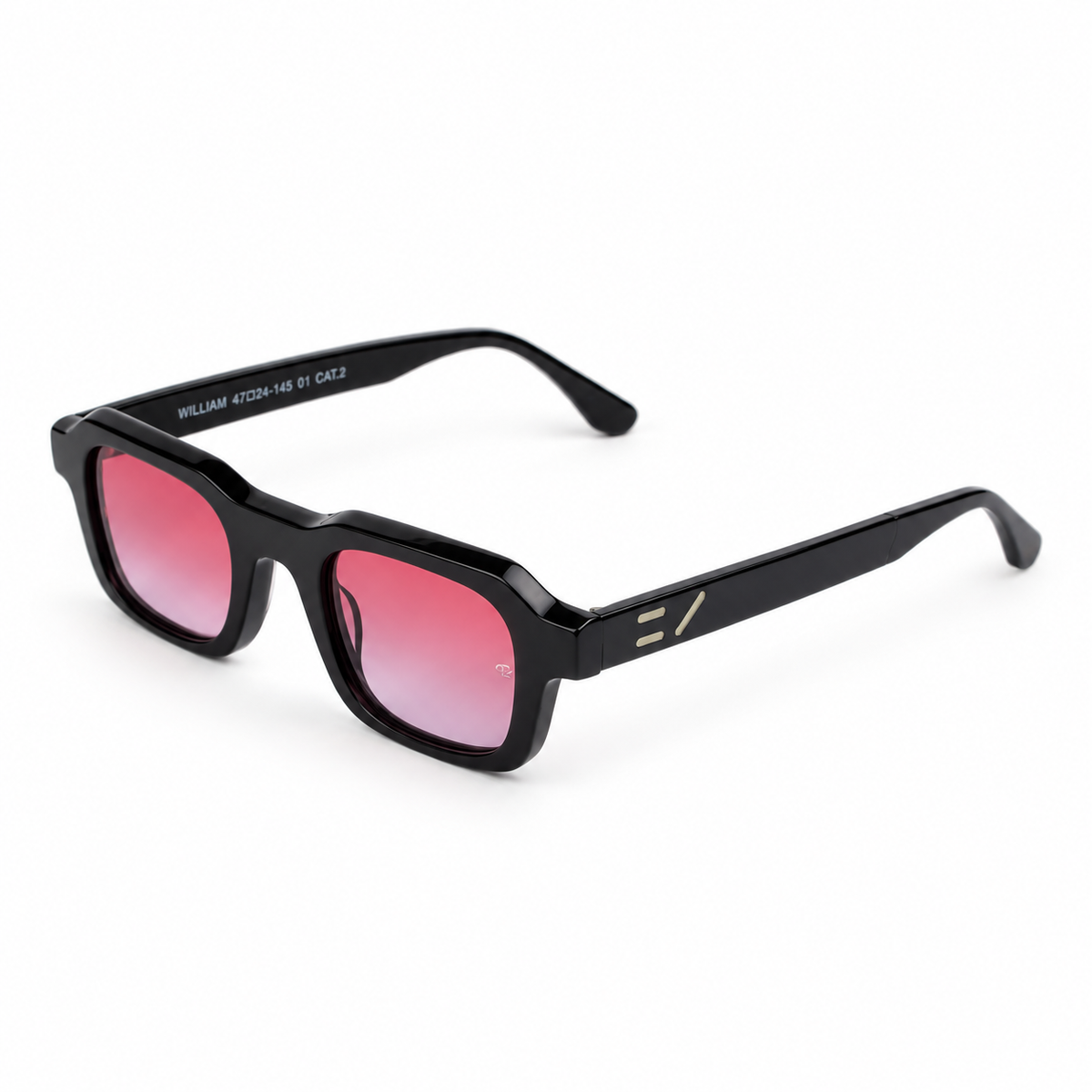 OZ Eyewear Monture noire à verres roses – vue trois quarts