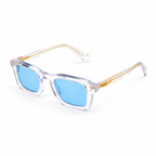 OZ Eyewear Monture transparente à verres bleu vif – vue trois quarts