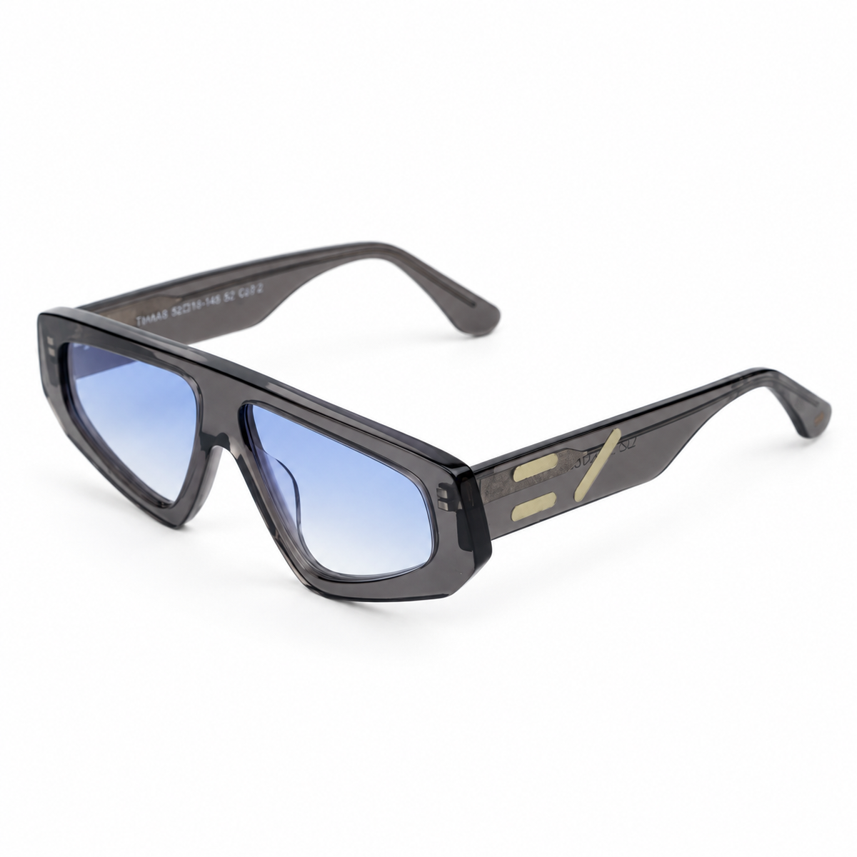 OZ Eyewear Monture gris fumé à verres bleus – vue trois quarts