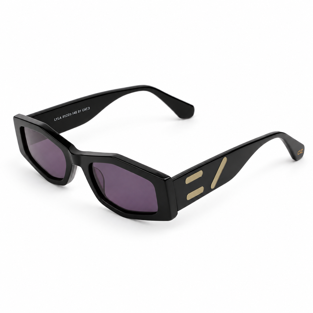 OZ Eyewear Monture noire à verres violets – vue trois quarts