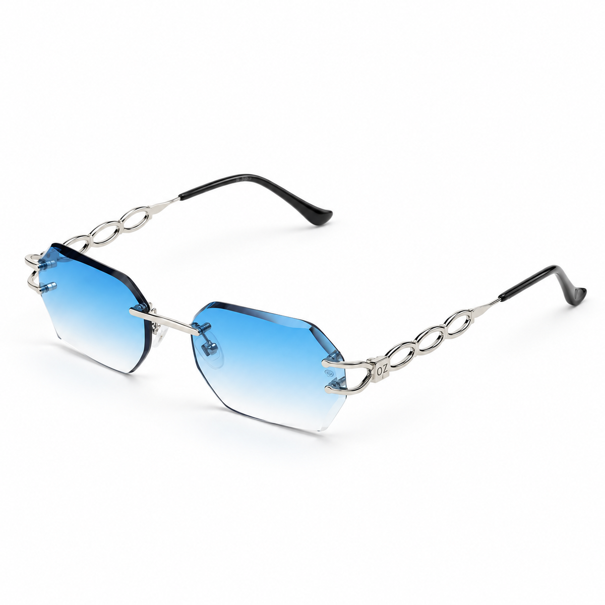 OZ Eyewear Lunettes sans contour à verres bleu dégradé – vue trois quarts