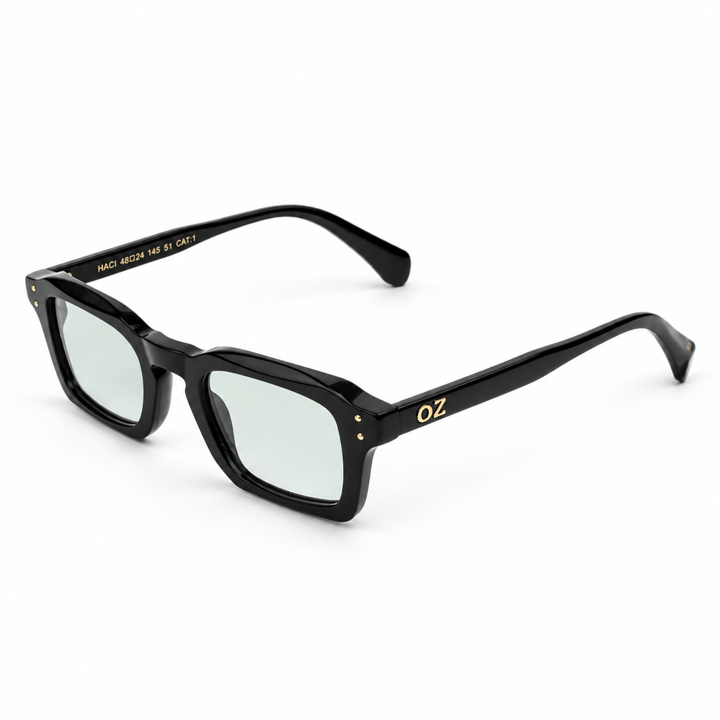 OZ Eyewear Monture noire rectangulaire OZ – vue trois quarts
