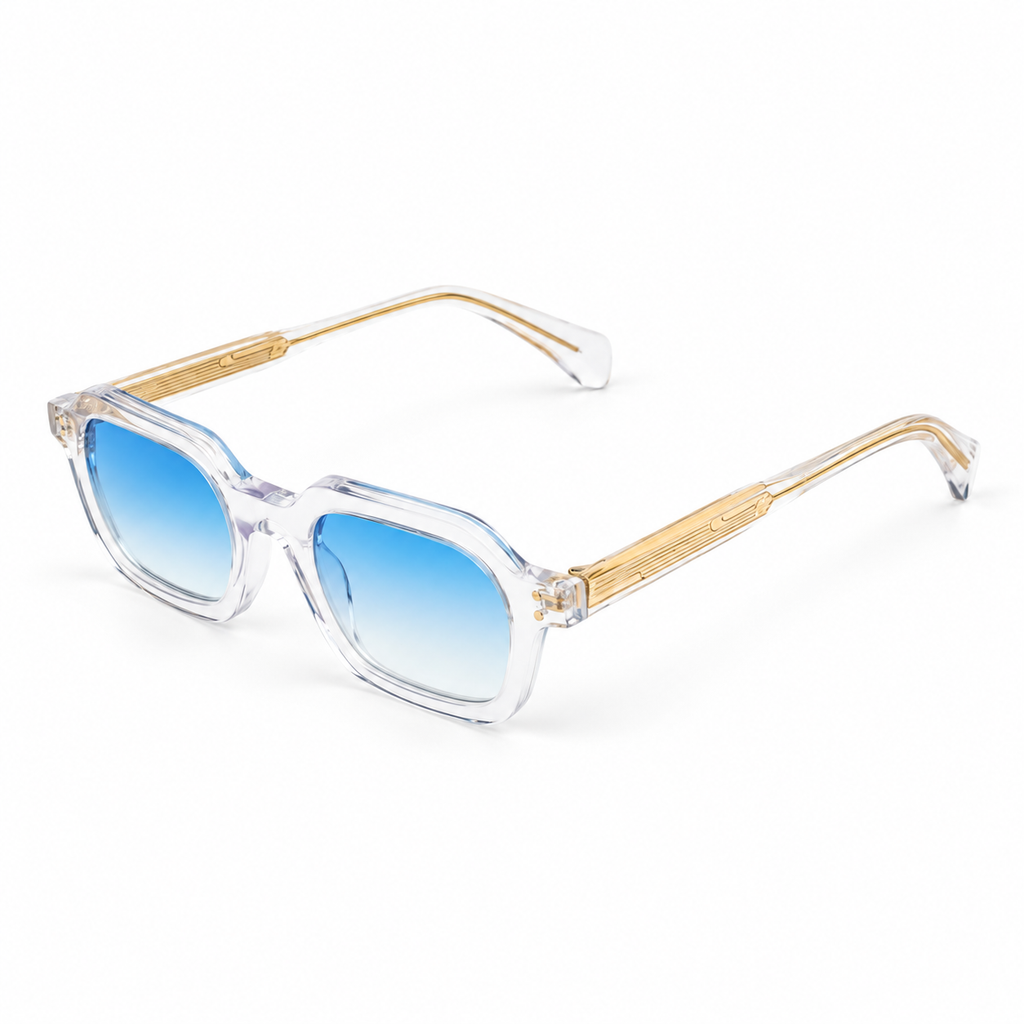 OZ Eyewear Monture transparente à verres bleu dégradé – vue trois quarts