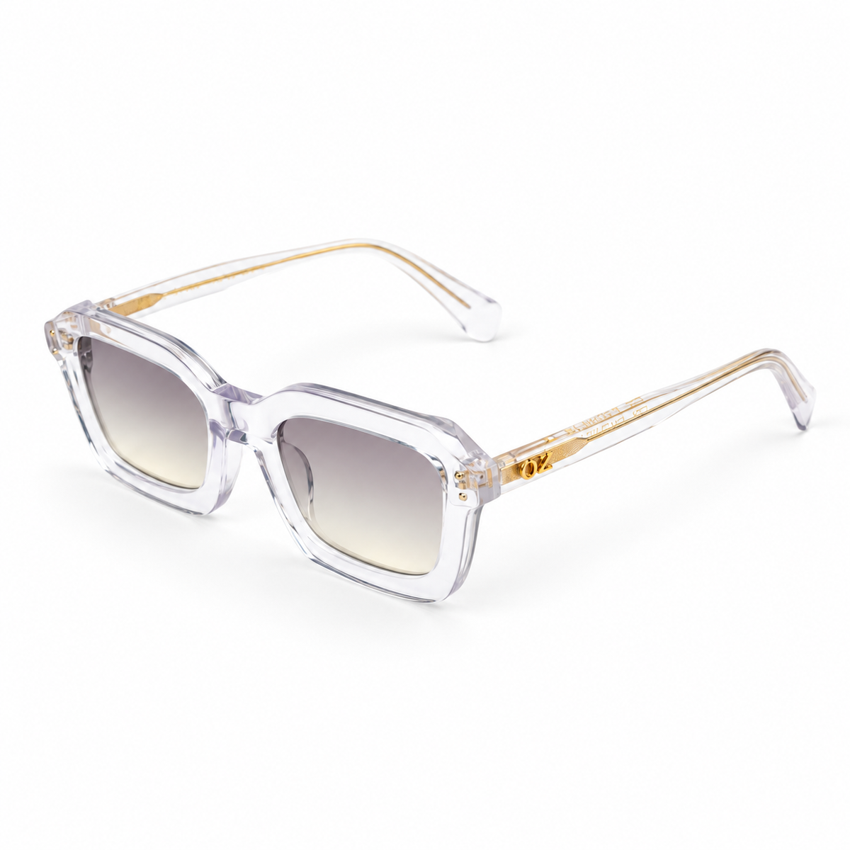 OZ Eyewear Monture transparente à verres lilas dégradés – vue trois quarts