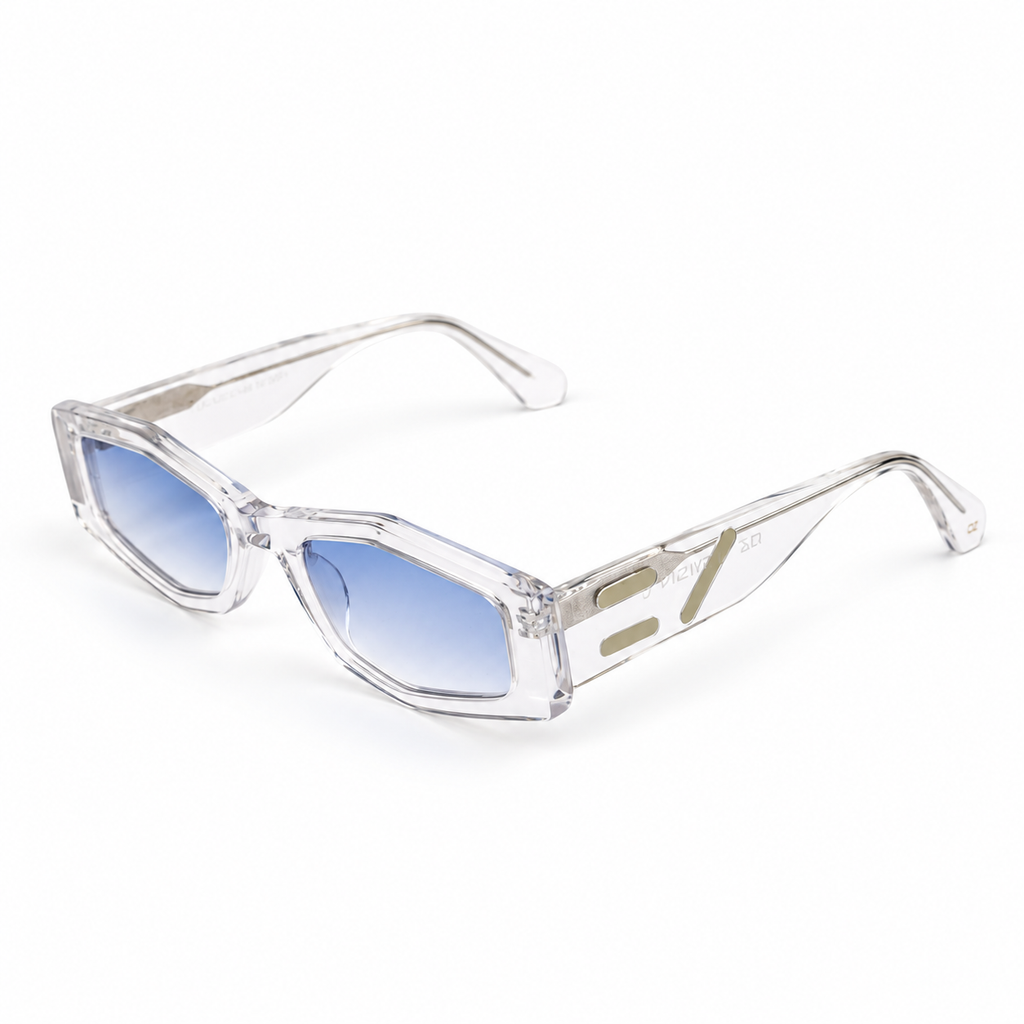 OZ Eyewear Monture transparente à verres bleu glacier – vue trois quarts