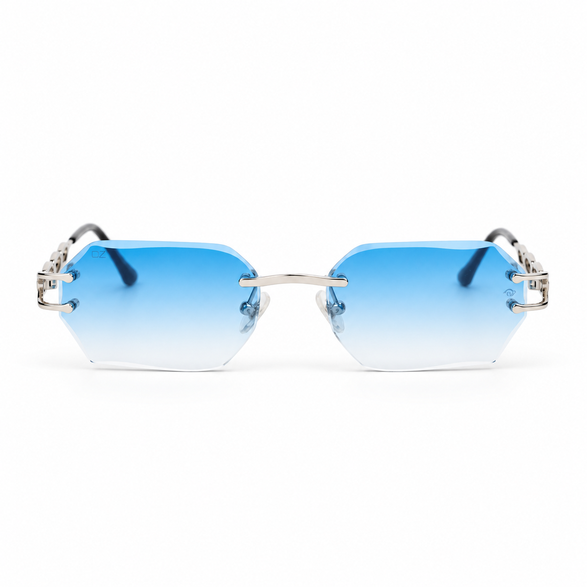 OZ Eyewear Lunettes sans contour bleu et argent – vue de face