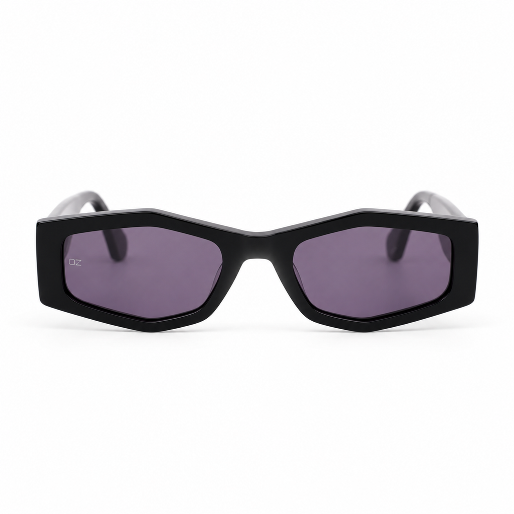 OZ Eyewear Monture noire graphique à verres violets – vue de face
