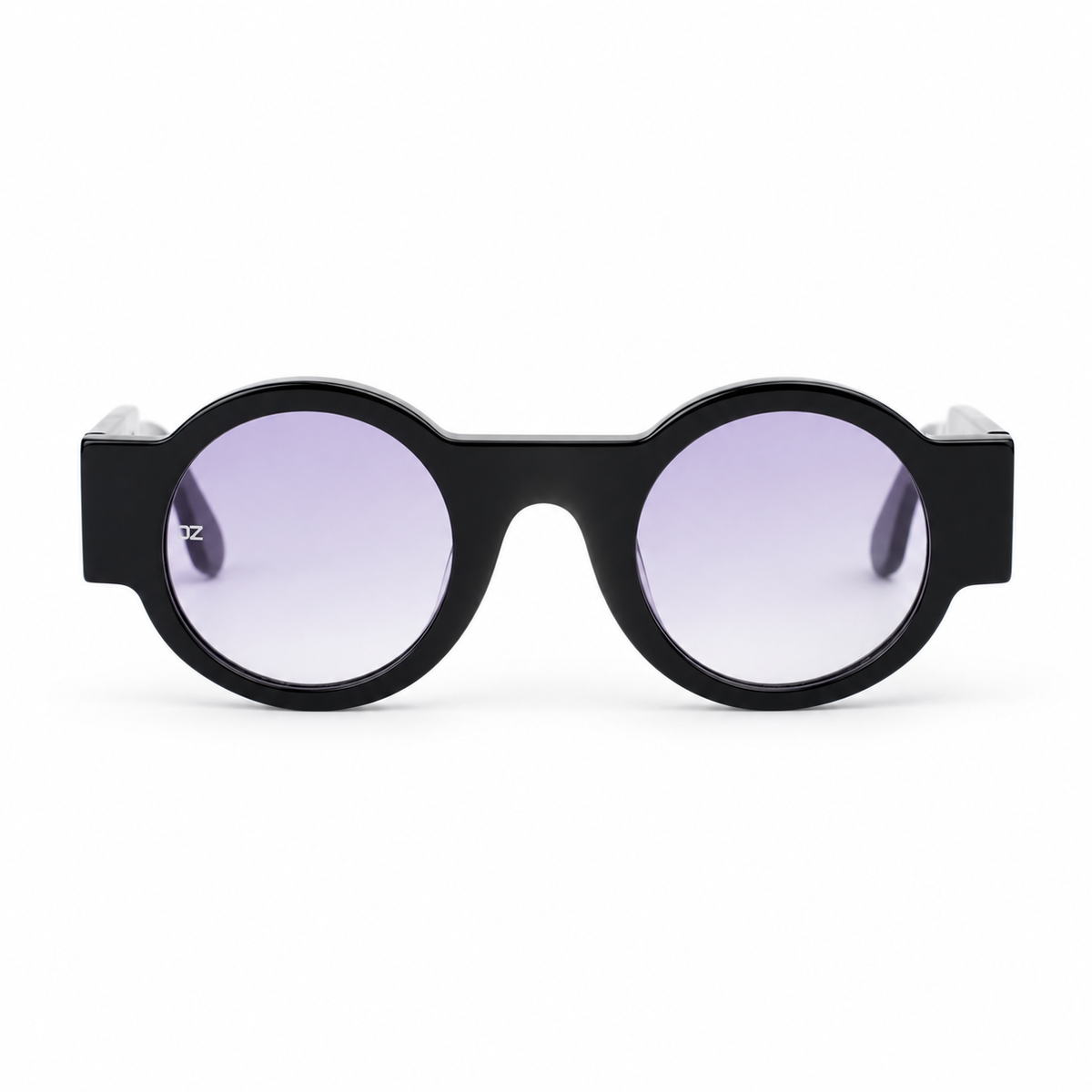 OZ Eyewear Monture noire arrondie à verres violets – vue de face
