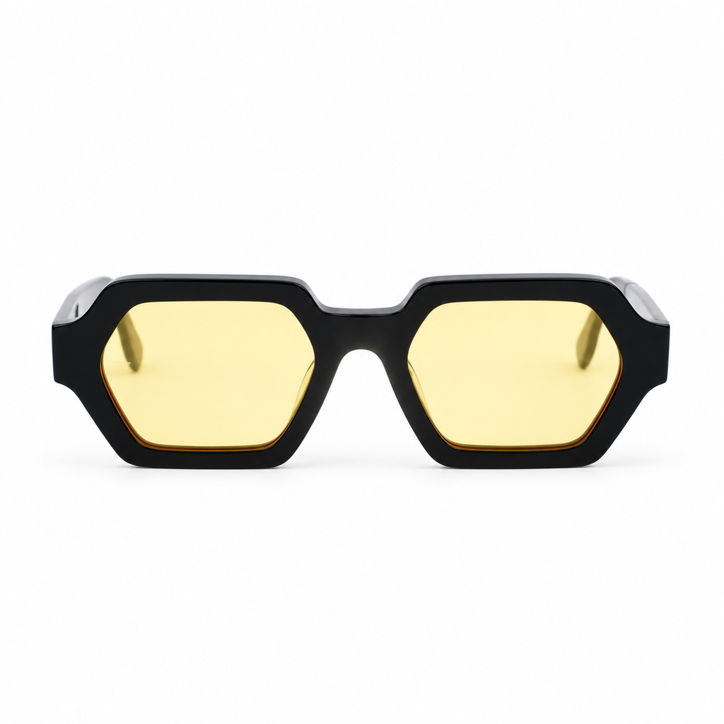 OZ Eyewear Monture noire à verres jaunes – vue de face