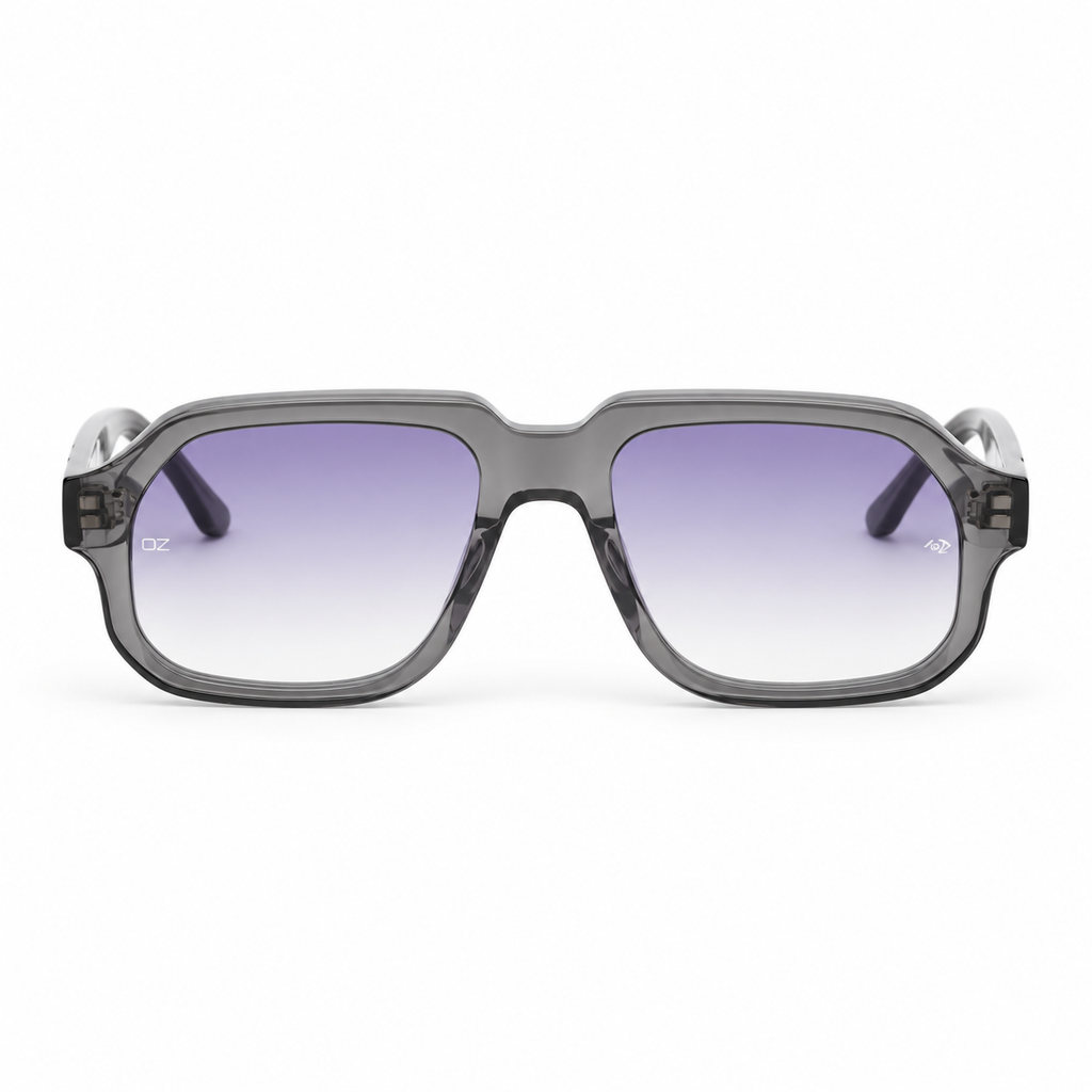 OZ Eyewear Monture gris fumé à verres violets – vue de face