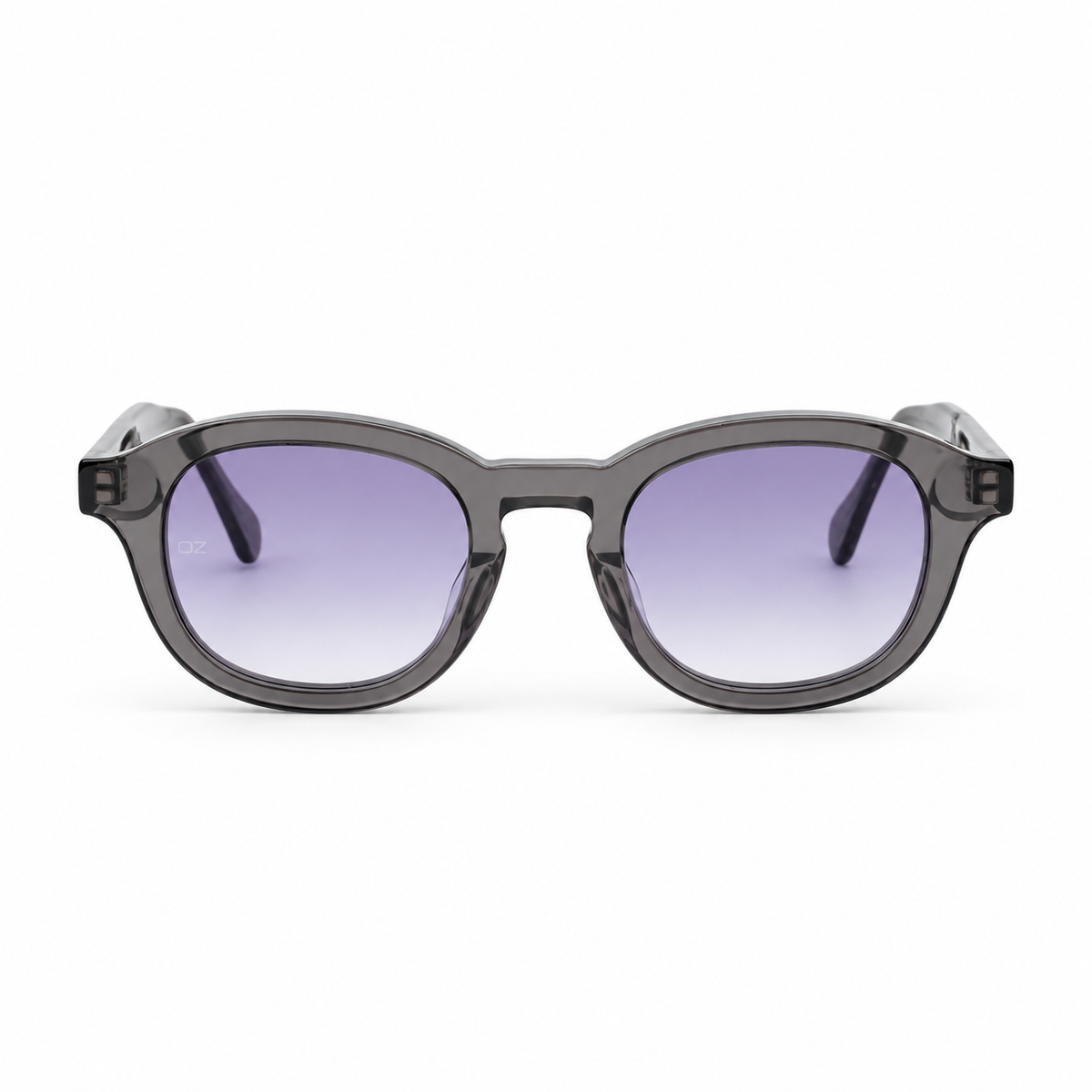 OZ Eyewear Monture gris fumé arrondie à verres violets – vue de face